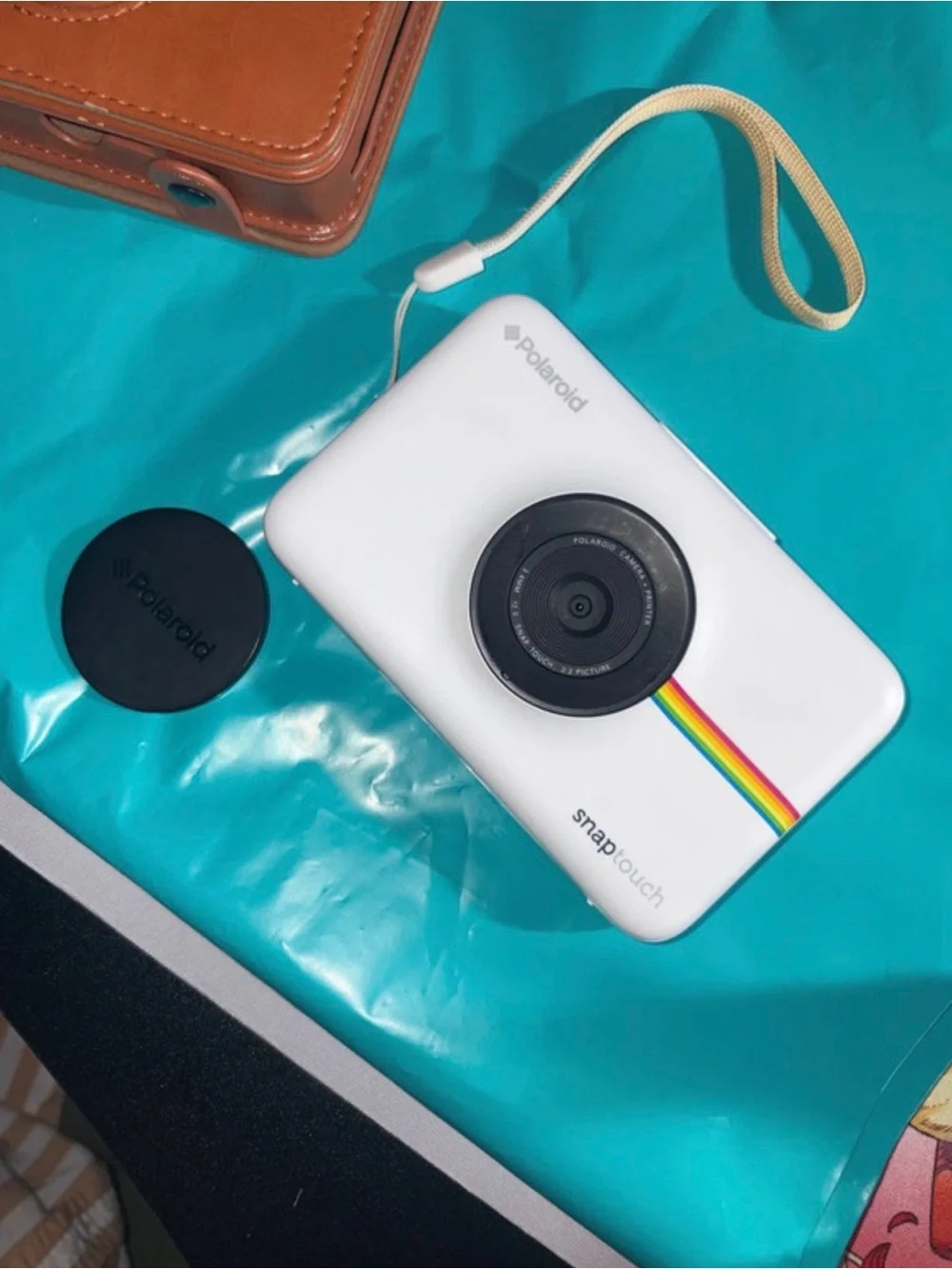 Polaroid White Instant Camera with Rainbow Accent